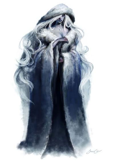 Lady of the Winter Norse Mythology Giants, Viking People, Snow Elf, Long White Hair, Female Elf, Fantasy Concept, Forgotten Realms, Dnd Monsters, Dungeons And Dragons Characters