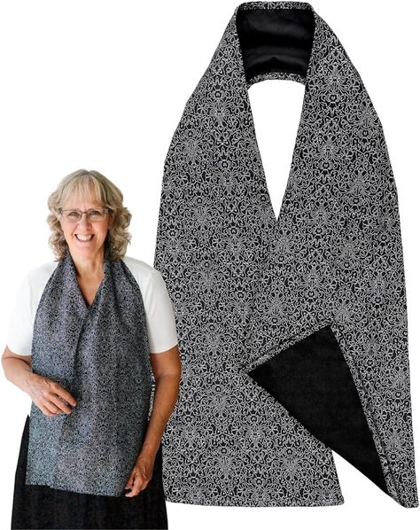 Amazon.com: Wise Haven Reversible Adult Bibs for Women - Adult Bib Scarf - Dining Clothing Protectors for Adults - Dining Scarf Adult Bibs for Men - Black White Design : Health & Household Adult Bibs Pattern Free Printable, Adaptive Fashion, Dining Scarf, Diy Bibs, Scarf Clothing, Clothing Protectors, Black White Design, Scarf Bib, Sewing Machine Projects