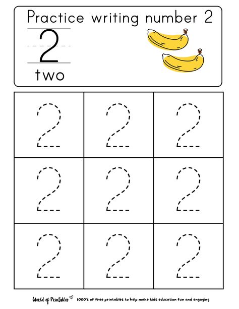 Help your child or pupils practice writing with these free printable practice writing numbers! The number tracking worksheets range from 1 to 20 and are fun, creative, and educational. There are 165 educational kids printables to choose from and they are all free. Number Tracing Worksheets Free Printable, Trace Number 2 Worksheet, Practice Writing Numbers Free Printable, Number 2 Writing Practice, Number 3 Writing Practice, Number Practice Preschool Free Printable, Number One Worksheets Free Printable, Number 2 Worksheets Preschool Free Printable, Number 1 And 2 Worksheets