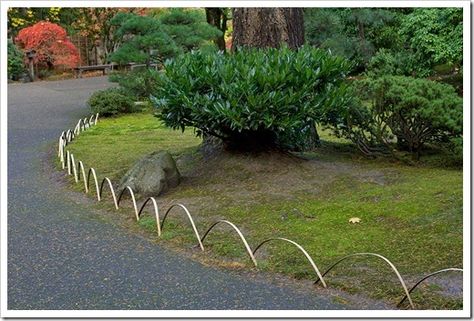 Path Border, Bamboo Border, Garden Edge, Path Edging, Conservation Of Natural Resources, Bamboo Trellis, Native Plant Gardening, Asian Garden, Bamboo Garden