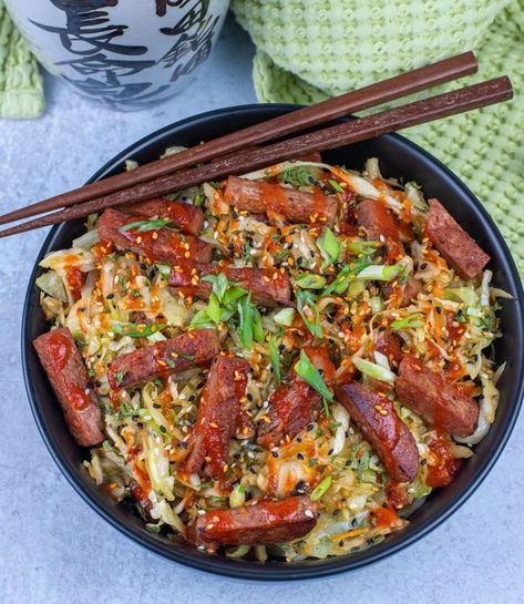 Keto Spam Egg Roll Bowl (Crack Slaw) - Culinary Lion Egg Roll Bowls, Veg Crispy, Egg Roll Bowl, Spam Recipes, Dinner Party Dishes, Eggroll In A Bowl, Making Fried Chicken, Bhaji Recipe, Butter Chicken Recipe