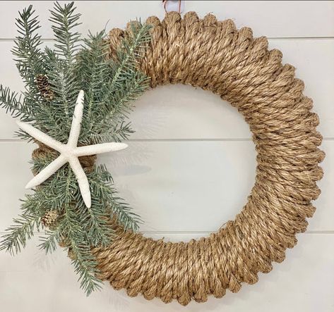 Our Newport rope wreath is a customer favorite and so versatile! Keep it simple with our signature ribbon or add a custom touch with one of our accessories and make it your own! We feature new accessories every season so you can enjoy your wreath all year long! Key Features: Available in 16" and 21" Made of durable rop Beach Theme Christmas Wreath, Farm Wreath, Jute Wreath, Rope Wreaths, Rope Wreath Diy, Pool Noodle Wreath, Hydrangea Wreaths, Beaded Wreath, Starfish Wreath