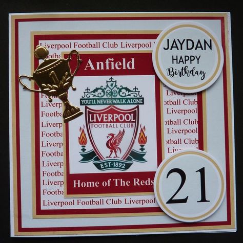 S1294 Hand made Football birthday card Club Birthday, Cards For Men, Football Birthday, You'll Never Walk Alone, Birthday Cards For Men, Liverpool Football Club, Liverpool Football, Male Cards, Football Club