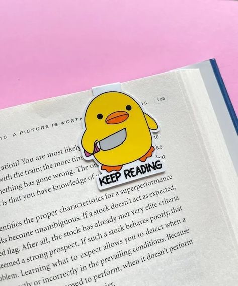 Duck Bookmarks and Bookends | Book Riot Simple Bookmarks, Duck With Knife, Duck Meme, Handmade Bookmarks Diy, Felt Bookmark, Funny Science Jokes, Cute Bookmarks, Diy Bookmarks, Cool Books