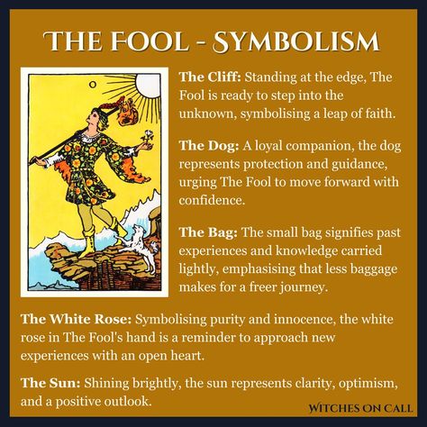 The Fool Spotlight on The Fool: Tarot’s Journey Begins Meet The Fool, the card that marks the beginning of the tarot journey! Let’s uncover the secrets and symbolism behind this fascinating figure. Card Meaning The Fool is numbered 0, representing infinite possibilities and new beginnings. It’s a card of adventure, innocence, and fresh starts. When The Fool appears in a reading, it’s an invitation to embrace new opportunities and trust the journey ahead. Symbolism 🔸 The Cliff: St... The Fool Tarot Meaning, Fool Tarot Card, The Fool Tarot Design, The Fool Tarot, The Fool Tarot Illustration, The Fools Journey Tarot, Tarot The Fool, Learning Tarot Cards, Tarot Meanings