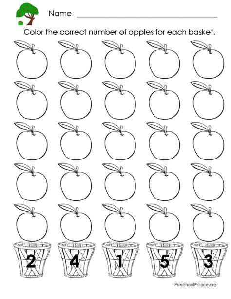 Math Worksheet For Preschool, Numbers Activities Preschool, Math Worksheets For Kids, Holiday Math Worksheets, Math Preschool, Printables Preschool, Fall Lesson Plans, Kindergarten Coloring Pages, Preschool Math Worksheets