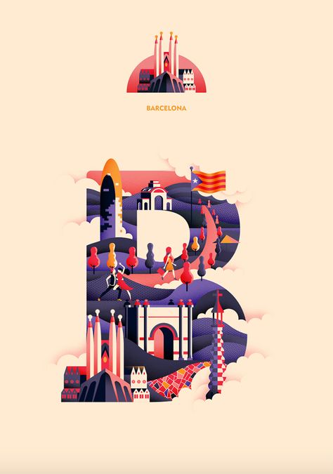 glasgow based illustrator jack daly combines his three favourite things — illustration, typography and travel — in an A to Z of colorful cityscapes. Jack Daly, Inspiration Typographie, Poster Graphic Design, The Letter B, 카드 디자인, Creative Typography, 캐릭터 드로잉, Love Illustration, Typography Art