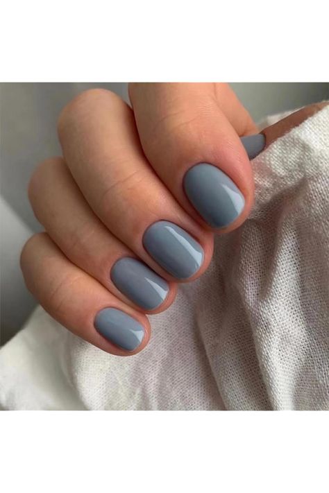 Square Press on Nails Short, Grey Blue Fake Nails Artificial Acrylic False Nails Stick on Nails 24pcs Glue on Nails For Women Nails Grey Blue, Blue Fake Nails, Solid Color Acrylic Nails, Nails Grey, Nails Inspiration Spring, Stick O, Square Press On Nails, Short Press On Nails, Press On Nails Short