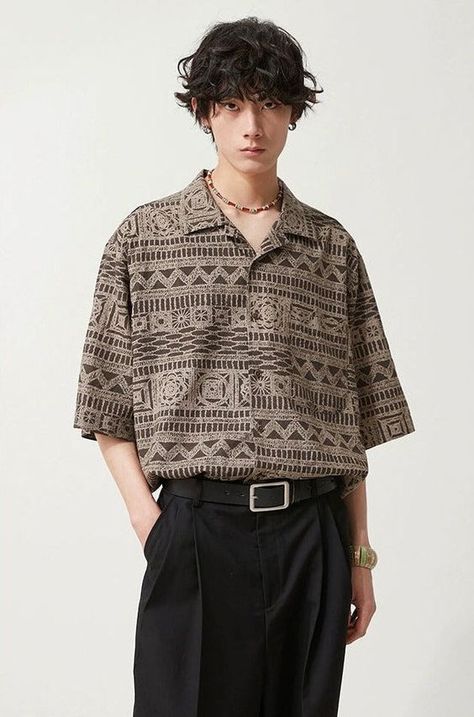 Bohemian Outfits For Men, Bohemian Outfit Men, Oasis Springs, Bohemian Outfits, Shirt Outfit Men, Oversized Shirts, Outfits For Men, Bohemian Pattern, Cool Outfits For Men