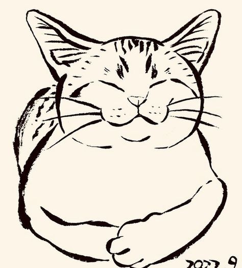 Small Cat Drawing Simple, Surreal Cat Tattoo, Cat Caricature Drawings, Tabby Cat Doodle, Tortoise Shell Cat Tattoo, Cat Eye Tattoo, Cat Flash Tattoo, Cat Face Illustration, Tabby Cat Drawing