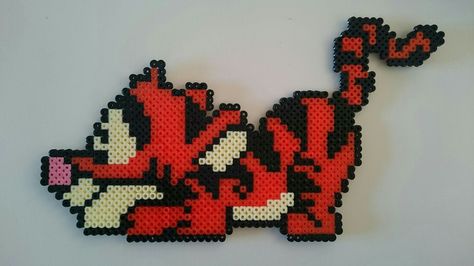 Perler, beads - Tigger, Winnie The Pooh, Disney Hama Beads Disney, Melt Beads Patterns, Tigger Winnie The Pooh, Easy Perler Bead Patterns, Melty Bead Patterns, Hama Beads Design, Perler Bead Templates, Perler Crafts, Hama Beads Patterns