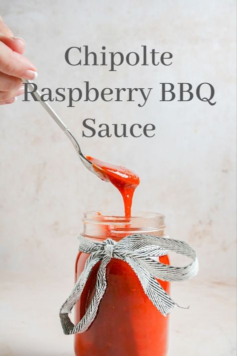 Chipotle Raspberry BBQ Sauce is a sweet and spicy twist on the classic sauce that should be a summer grilling staple! Raspberry Bbq Sauce Recipe, Raspberry Bbq Sauce, Chipotle Bbq Sauce, Raspberry Chipotle Sauce, Chipotle Chili, Chipotle Sauce, Bbq Sauce Recipe, Baby Back Ribs, Summer Grilling