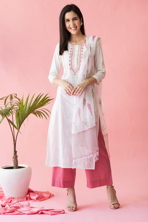 How to take care of the fabric: One can hand wash with cold water and mild detergent. Do not soak. Dry in shade. Please wash it separately as it may bleed. Psychologist Outfit, Embroidery Mirror Work, Silk Kurti Designs, Simple Kurti, Embroidery Mirror, Simple Kurta Designs, Simple Kurti Designs, Printed Dupatta, Kurta Dress