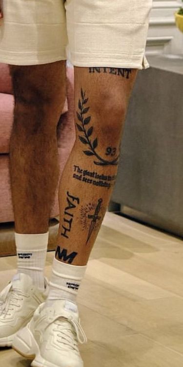 Men Knee Tattoo Ideas, Small Thigh Tattoo Men, Shin Tattoo Men, Leg Tattoo Placements, Small Thigh Tattoos, Leg Tats, Thigh Tattoo Men, 2024 Tattoo, Unique Tattoos For Men