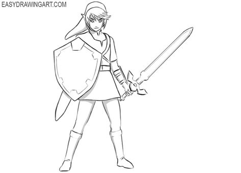 How to Draw Link Easy Easy Link Drawing, Legends Of Zelda, Zelda Drawing, Hard Drawings, Drawing Ideas Easy, Clothes Pin Crafts, Guided Drawing, Drawing Lessons, Legend Of Zelda