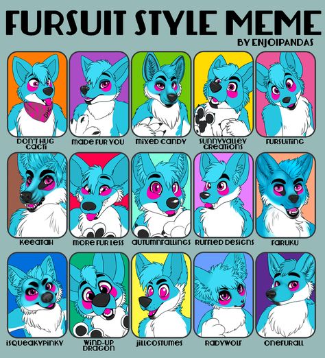 FURSUIT STYLE MEME!!!  Super helpful to those of us who would like a fursuit (to make ourselves or to buy) and have no idea how we'd like our suit to look! Fursona Badge Ideas, Cute Fursuit Ideas, Fursuit Badge Ideas, Fursuit Kigu, Kemono Fursuit Tutorial, Fursuit Mouth, Fursuit Making Tips, How To Make A Fursuit, Eyes Ideas Drawing