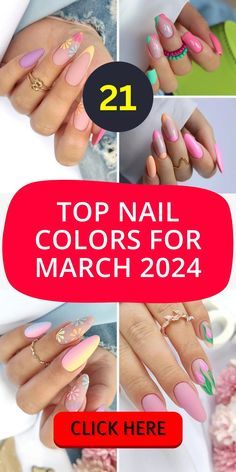 Step into spring with style using our handpicked nail colors for March 2024. This collection features trending hues that are perfect for celebrating birthdays or any special occasions. From vibrant acrylics to subtle gel finishes, we've got the shades that will make your nails stand out. Explore our ideas for dip powder and Sns techniques to create a unique look that's all your own. 2024 March Nail Trends, March Nail Trends 2024, Gel Nails March 2024, Nail For March, Spring Nails 2024 Trends Acrylic, Nails Acrylic March 2024, Nail Art March 2024, Spring Nails March, Spring Powder Dipped Nails 2024