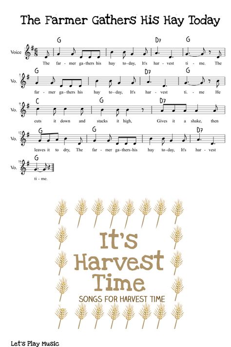 It's Harvest Time Sheet Music Harvest Songs Preschool, Preschool Harvest Theme, Preschool Harvest, November Lesson Plans, Farm Songs, Harvest Songs, Thanksgiving Activities Preschool, Time Sheet, September Themes