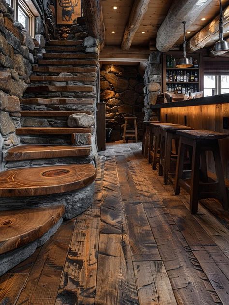 Montana Cabin Interiors, Cabin Aesthetic Interiors, Cave Design, Montana Cabin, Man Cave Design, Cabin Aesthetic, Cabin Interiors, House Landscape, Landscape Ideas