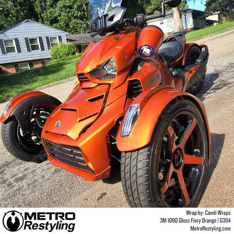 Can am Ryker Wrapped in 3M 1080 Fiery Orange Vinyl Wrap Wrapped by Candi Wraps #metrorestyling #paintisdead #VinylWrap #CarWrap #VehicleWrap #WrapLife #CarCustomization #AutoStyling #canam #ryker #3m #3mwraps #3m1080 #3mvinyl Can Am Ryker, Orange Vinyl, Can Am, Vinyl Wrap, Car Wrap, Custom Cars, Vinyl, Cars, Film