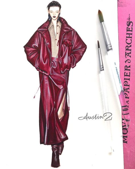 salvatore ferragamo Illustration BY AustinZ —————— leather again.❤️❤️👌🏻 #austinzillustration #salvatoreferragamo #ferragamo #vogue #fashion… Croquis Fashion, Fashion Illustration Poses, Fashion Model Sketch, Fashion Illustration Tutorial, Fashion Figure Drawing, Fashion Illustrations Techniques, Fashion Drawing Sketches, Fashion Illustration Sketches Dresses, Fashion Design Portfolio