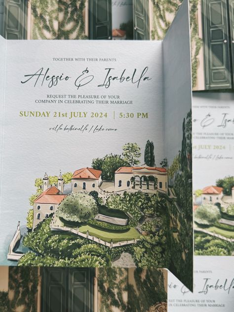 Featuring hand-painted illustrations of Villa Balbianello, this bespoke wedding stationery design sets the perfect tone for a dreamy Italian destination wedding. 🌿🇮🇹
Custom wedding stationery designed to wow your guests.

#GatefoldInvitations #BespokeWeddingStationery #CustomWeddingInvitations #LakeComoWedding #ItalianWedding #DestinationWedding #LuxuryWeddingStationery Italian Wedding Stationary, Italian Wedding Invitations, Villa Balbianello, Italian Destination Wedding, Elopement Party, Bespoke Wedding Invitations, Bespoke Wedding Stationery, Lake Como Wedding, Lace Designs