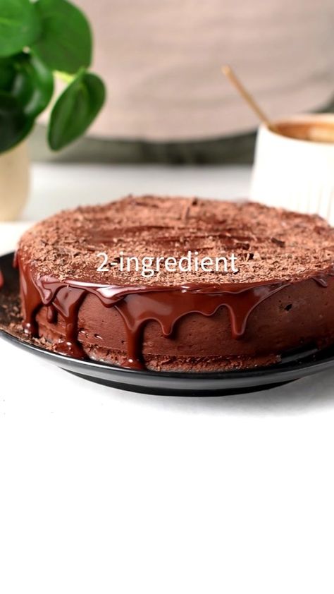 (73)Just 2 ingredients -> Recipe on My Blog As Always--> https://www.theco... | Chocolate Cake | TikTok Bake Chocolate Cake, No Bake Chocolate Cake, Springform Cake, 2 Ingredient Recipes, Springform Pan Cake, Vegan Dark Chocolate, Sweet Dishes Recipes, Cooking Spray, Tasty Foods