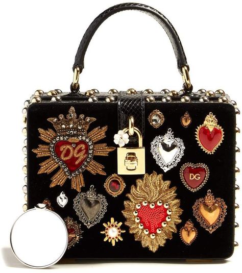 DOLCE & GABBANA Heart-embellished snakeskin and velvet box bag Heart Shaped Purse, Heart Handbag, Embellished Purses, Cl Fashion, Heart Clutch, Heart Purse, Dolce And Gabbana Handbags, Square Purse, Velvet Purse