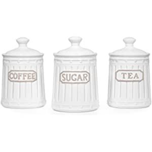 White Kitchen Canisters, Coffee Canisters, Ceramic Canister Set, Ceramic Canisters, Sugar Container, Kitchen Canister Set, Ceramic Canister, Coffee Canister, Food Storage Container Set