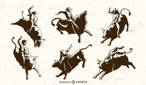 Cowboys and cowgirls riding animal set People Riding Horses, Cowboy Wild West, Holi Poster, Elements Tattoo, Bull Riding, Tattoo Set, Shirt Maker, Cowboy And Cowgirl, Design Creative