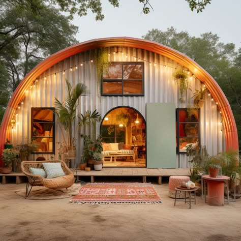 Shipping Container Farm, Silo Homes Ideas, Beach Business Ideas, Quonset House Floor Plans, Quanza Hut House, Quonset Hut Home, Hangar House, Quonset Home, Quonset Homes