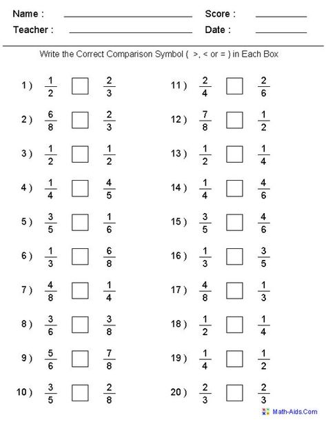 Comparing Fractions Worksheets Comparing Fractions 4th Grade, Comparing Fractions Worksheet, Fractions Worksheets Grade 6, Fractions 4th Grade, Fractions Worksheets Grade 4, Fractions Worksheets Grade 5, Math Motivation, Free Fraction Worksheets, Math Fractions Worksheets