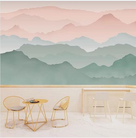 Ombre Mountains, Outdoor Nursery, Mountain Mural, Mountain Nursery, Pink Mountains, Watercolor Ombre, Toddler Girl Room, Baby Must Haves, Blue Ombre