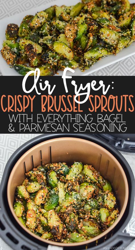 Keto Brussel Sprout Recipes Air Fryer, Lunch With Brussel Sprouts, Brussels Sprouts With Bacon Air Fryer, Air Fried Brussel Sprout Recipes, Healthy Chicken Dinner Air Fryer, Halved Brussel Sprouts, Air Fry Brussels Sprouts, Air Fried Brussels Sprouts, Brussels Air Fryer