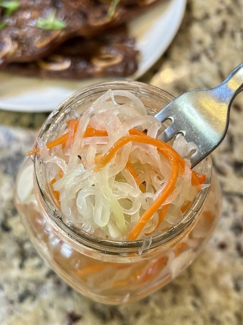 Atchara Recipe, Pickled Papaya, Sushi Ginger, Banana Ketchup, Papaya Recipes, Filipino Street Food, Palate Cleanser, Barbecue Ribs, Papaya Salad