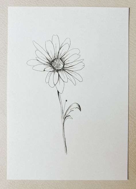 Daisy - April birth flower Birth Flower April, April Birth Flower Tattoo, Daisy Flower Drawing, Small Daisy Tattoo, Daisy Tattoo Designs, Daisy Drawing, Daisy Flower Tattoos, May Birth Flowers, April Birth Flower