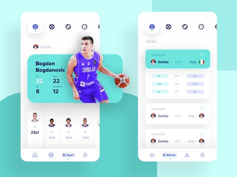 Sportscore app - Serbia basketball by Sima Erčević Sport App Design, Serbia Basketball, Sports Analytics, Basketball App, App Style, App Development Design, Betting App, Ui Design Mobile, Event App