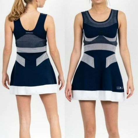 Gorgeous Adidas By Stella Mccartney Dress - Dress Only No Shorts!!! Main Color: Night Indego This Sophisticated Tennis Look Is Designed To Travel Beyond The Court. The Adidas By Stella Mccartney Prime Knit Tennis Dress Has A Sleek Shape On Top That Flares Into An A-Line Skirt. Mixing Dense Solid Areas With Breathable Curved Panels, The Textured Dress Is Made Of Stretchy Adidas Primeknit For Seamless Comfort. From Smoke/Pet Free Home. Alo Dress, Golf Yoga, Adidas Tennis Dress, Pleated Tiered Dress, Stella Mccartney Tennis, Stella Mccartney Dress, White Tennis Dress, Hot Pink Leopard Print, Stella Mccartney Sneakers