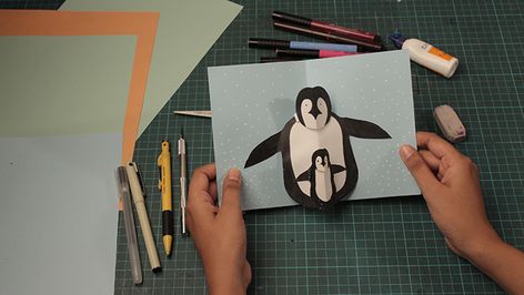 Folding Paper, Paper Pop, Pop Ups, Baby Penguins, The Penguin, Pop Design, Digital Learning, Design Course, Basic Shapes