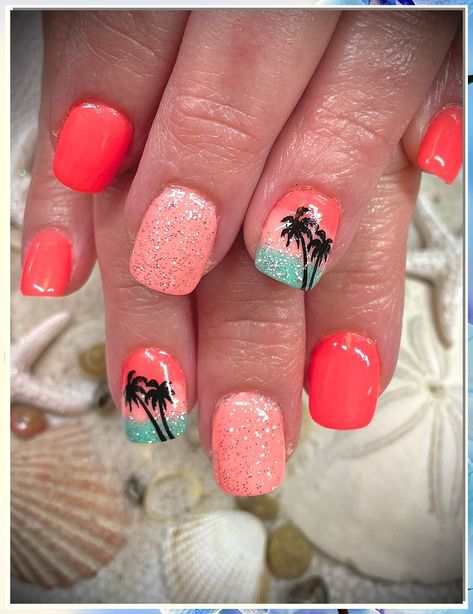 Looking to add some sparkle to your vacation style? Check out these 8 vacation nail glitter ideas that will make your nails shine brighter than the sun. From beachy vibes to glamorous nights out, these nail designs are perfect for any getaway. Get inspired and glam up your nails for your next vacation! Tropical Nail Colors Summer, Pedicure Ideas Vacation Beach, Beach Ball Nails Designs, Cruise Nails Dip, Tropical Sns Nails, Nail Ideas For Jamaica, Simple Beach Nail Ideas, Ombre Beach Nails Summer, Tropical Toenail Designs