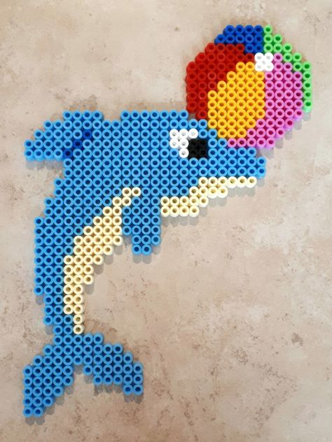 Delfino (Dolphin) Dolphin Perler Beads, Perler Beads Dolphin, Dolphin Perler Bead Pattern, Pearl Beads Pattern, Easy Perler Beads Ideas, Fuse Bead Patterns, Hama Beads Design, Seed Bead Pattern, Diy Perler Bead Crafts