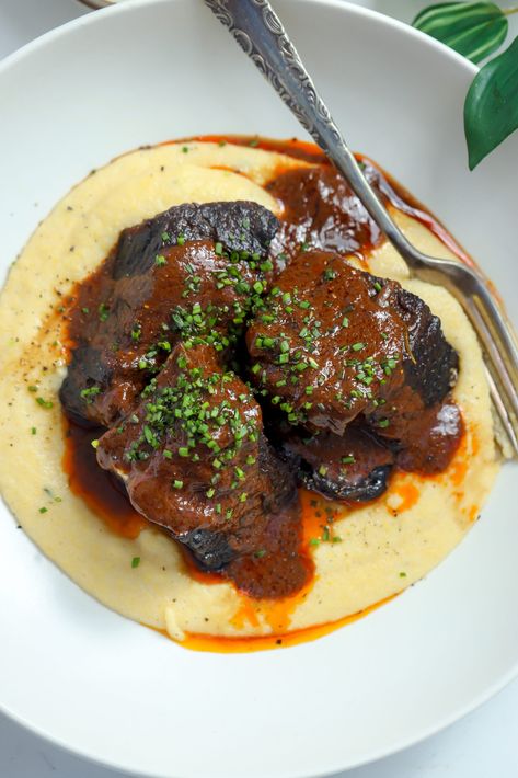 Braised Short Ribs Short Ribs And Polenta, Short Ribs Polenta, Short Ribs With Creamy Polenta, Beef Short Ribs And Polenta, Braised Short Ribs Damn Delicious, Braised Beef Short Ribs And Polenta, Short Rib Polenta, Braised Short Ribs Recipe, Polenta Recipe