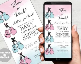 Yallinvited - Etsy UK Themed Gender Reveal, Baby Reveal Party, Baby Gender Reveal Party, Gender Reveal Invitations, Baby Gender Reveal, Baby Reveal, Baby Gender, Reveal Parties, Gender Reveal Party