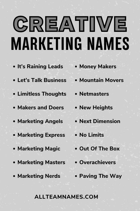 creative marketing names list Group Names Ideas, Mind Benders, Names List, Cute Quotes For Him, Creative Names, Social Media Marketing Content, Social Media Marketing Business, Creative Marketing, Self Confidence Tips