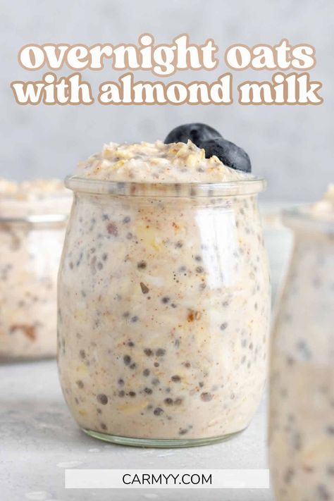 Full of delicious almond flavor, this overnight oats with almond milk recipe is a tasty make-ahead breakfast that only takes a couple of minutes to prepare! It's the perfect grab-and-go breakfast that makes busy mornings easier. Almond Milk Breakfast Recipes, Overnight Oats Almond Milk, Overnight Oats With Almond Milk, Basic Overnight Oats Recipe, Rolled Oats Recipe, Oats With Milk, Almond Milk Recipe, Oats Recipes Breakfast, Best Overnight Oats Recipe