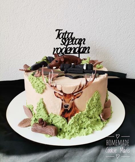 My favorite cake ❤️ Hunter Cake Ideas Birthday, Hunting Birthday Cakes, Hunting Cake, Hunting Birthday, Birthday Cakes For Men, Cakes For Men, Homemade Cookies, Food Videos Desserts, Chic Nails