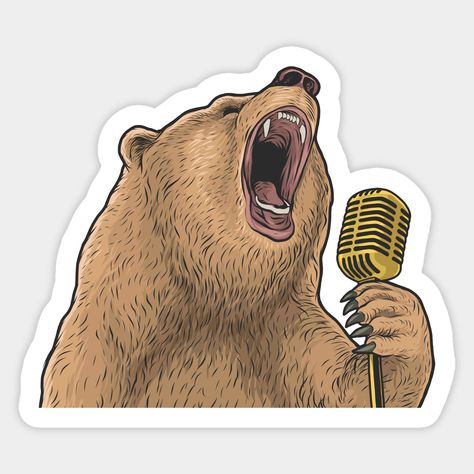 bear singing microphone by Mako Design FR U ! -- Choose from our vast selection of stickers to match with your favorite design to make the perfect customized sticker/decal. Perfect to put on water bottles, laptops, hard hats, and car windows. Everything from favorite TV show stickers to funny stickers. For men, women, boys, and girls. Singing Stickers, Microphone Sticker, Singing Microphone, Small Magnets, Custom Magnets, Car Window, Hard Hats, Funny Stickers, Custom Stickers