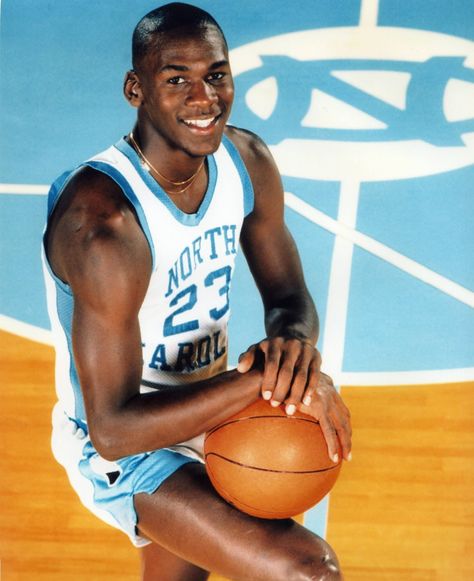 This picture is of me all geared up in my Carolina blue. I committed to play basketball at UNC in 1980 and I played from '81-'84 before declaring for the NBA draft. Michael Jordan North Carolina, Michael Jordan Unc, Unc Tarheels Basketball, Michael Jordan Photos, Michael Jordan Pictures, Tarheels Basketball, Basket Nba, Unc Basketball, Michael Jordan Basketball