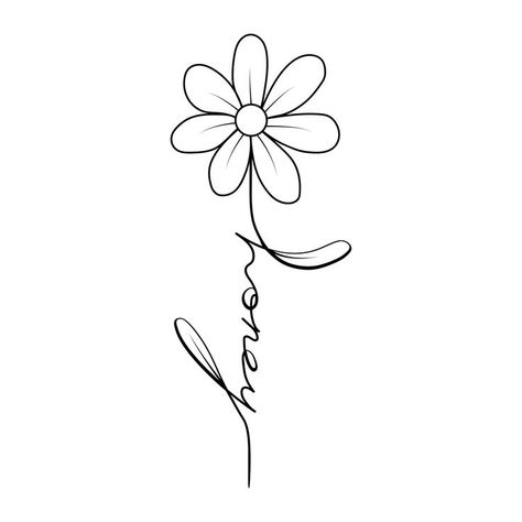 Small Daisy Tattoo, Name Flower Tattoo, Daisy Tattoo Designs, Memorial Tattoo Designs, Daisy Flower Tattoos, Line Art Flowers, Tattoo Design Tattoo, Daisy Tattoo, Flash Tattoo Designs