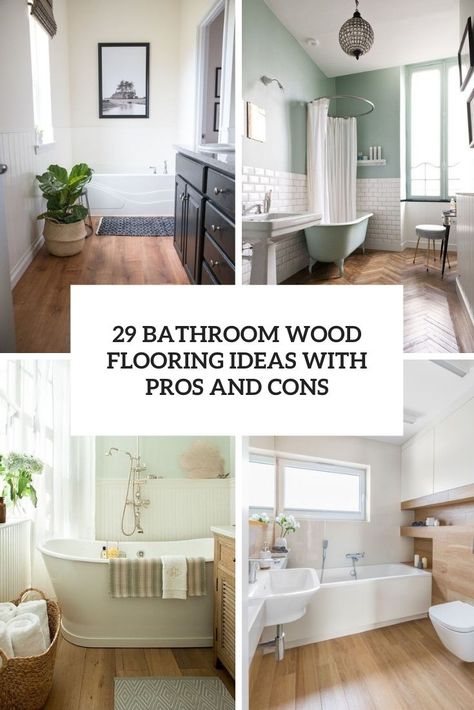 Bathroom Wood Flooring, Hardwood Floors In Bathroom, Vinyl Bathroom Flooring, Bathroom Design Wood, Wood Flooring Ideas, Laminate Flooring Bathroom, Wood Tile Bathroom Floor, Wood Look Tile Floor, Wood Tile Bathroom